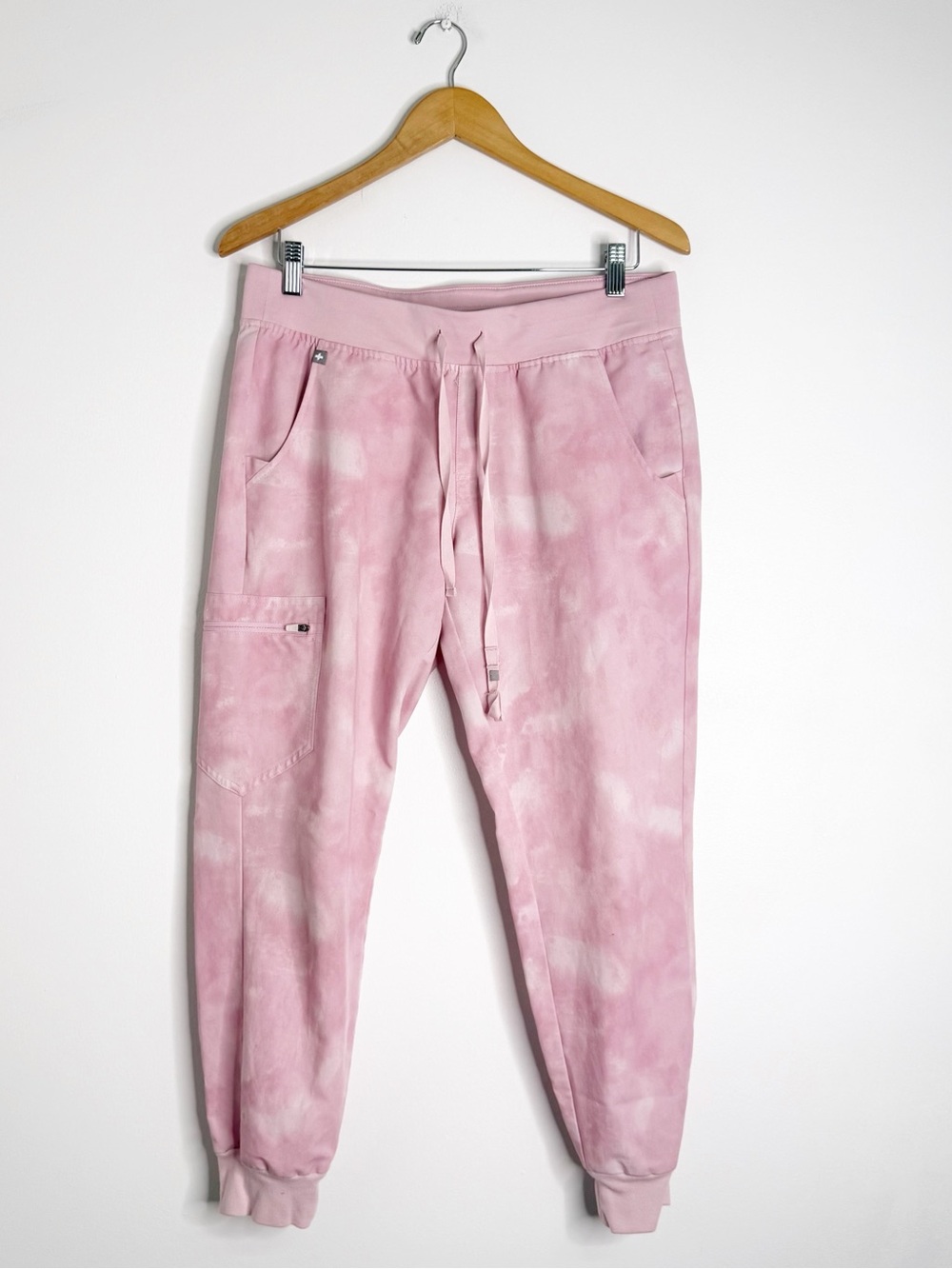 FIGS Zamora Jogger Scrub Pants Medium Petite Pink Marble Tie Dye
